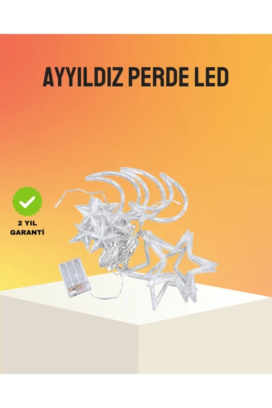 SAYARMARKT Yıldız ve Ay Figürlü Prizli Perde LED Işık Romantik Ortam Aydınlatması ürün görseli 1