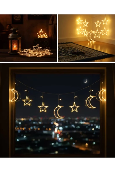 SAYARMARKT Büyük Ay Yıldız Led Ramazan Süsü Dekoratif Işık - LOHO9125-9895 ürün görseli 1