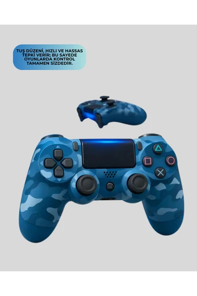 SAYARMARKT Bluetooth Kablosuz PS4 Gamepad Çift Motorlu Siyah Controller - Resim 3