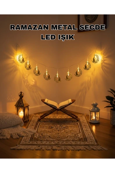 SAYARMARKT Ay ve Secde Tasarımlı Sıcak Beyaz LED Ramazan Işığı ürün görseli 1