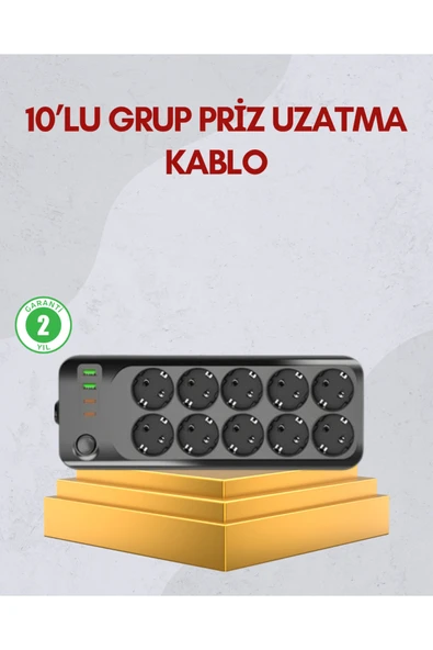 SAYARMARKT 10 Prizli Uzatma Kablosu Termal Koruma USB Type-C Hızlı Şarj 2500W ürün görseli 1