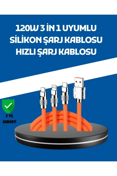 SAYARMARKT 120w Şarj Destekli 3’ü 1 Arada Çoklu Şarj Kablosu – 1.2 Metre ürün görseli 1