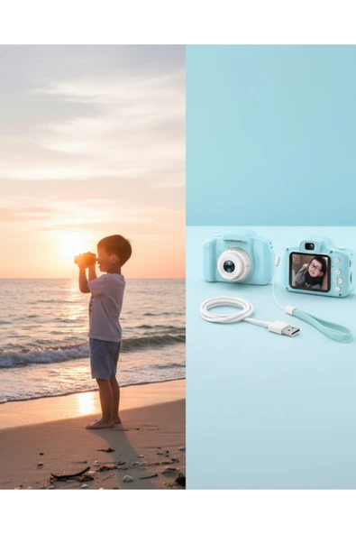 SAYARMARKT Mavi Taşınabilir Mini Kamera HD Video Fotoğraf Çekimli USB Şarjlı Hafıza Kart Destekli ürün görseli 1