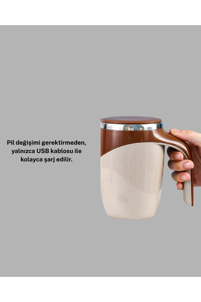 SAYARMARKT Şarjlı Otomatik Mix Kupa - Paslanmaz Çelik, Pratik ve Modern Kullanım Bardak ürün görseli 1