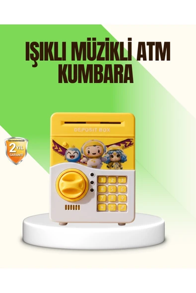 SAYARMARKT Sarı Elektronik Şifreli ATM Görünümlü Çocuk Kumbarası ürün görseli 1
