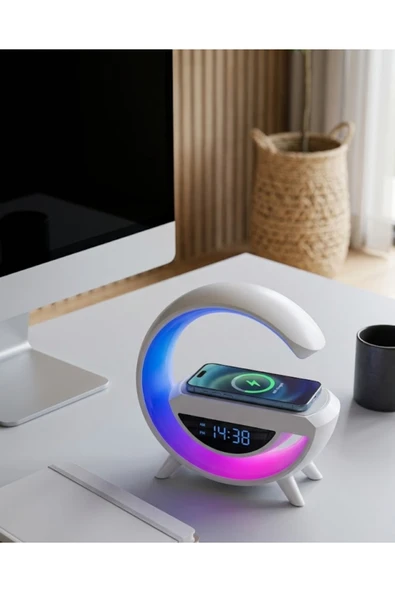 SAYARMARKT Kablosuz Şarjlı Bluetooth Hoparlör RGB Işık Gece Lambası Dijital Saat ürün görseli 1