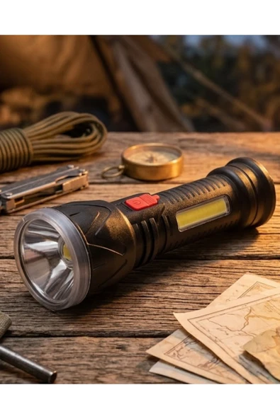 SAYARMARKT Şarjlı LED El Feneri 9 LED Güçlü Işık ve 4 Modlu Kullanım ürün görseli 1