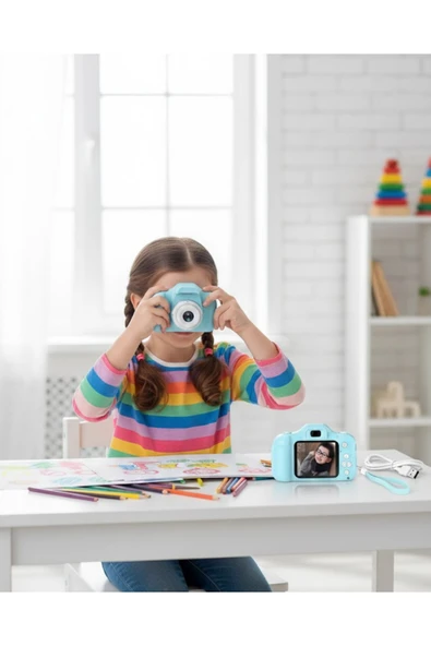 SAYARMARKT Mavi HD Taşınabilir Mini Kamera Video Kayıt ve Fotoğraf Çekim Özellikli ürün görseli 1