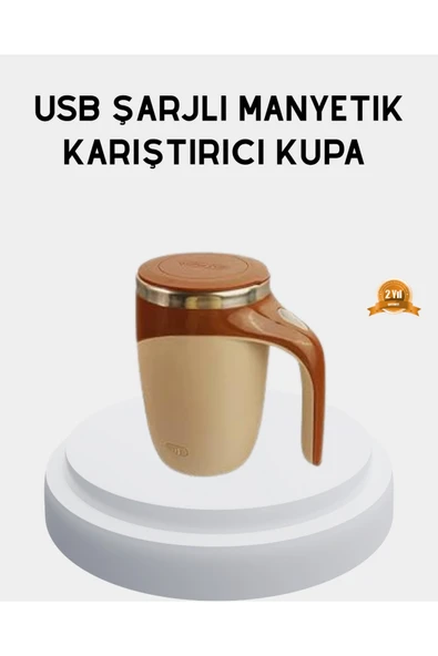 SAYARMARKT Şarjlı Otomatik Karıştırıcı Kupa - Manyetik Mix Özellikli Paslanmaz Çelik Tasarım ürün görseli 1
