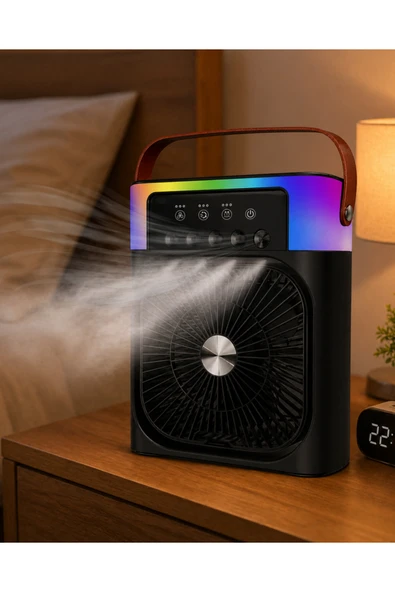 SAYARMARKT RGB Işıklı Buharlı Masaüstü Fan Sessiz Çalışan USB Şarjlı Taşınabilir Fan ürün görseli 1