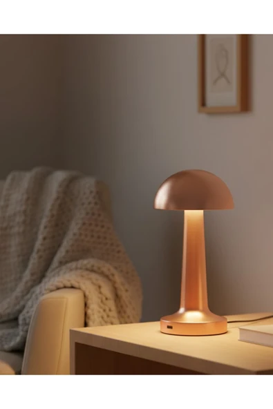 SAYARMARKT Bronz Dokunmatik Masa Lambası 3 Renk LED Şarjlı Kablosuz USB Çıkışlı ürün görseli 1