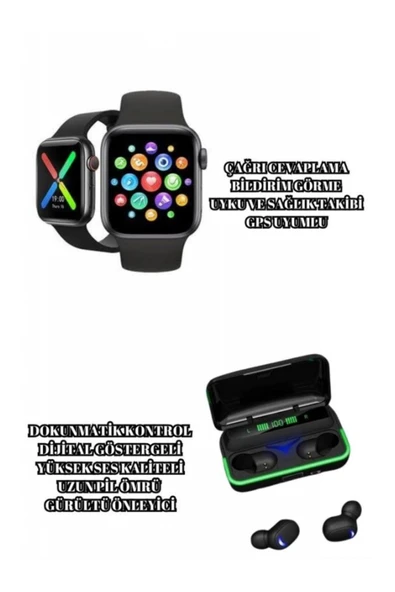 SAYARMARKT Ucuz ve Kaliteli Kulaklıklı Saat Seti Bluetooth Bağlantılı Akıllı Saat ve Kulaklık ürün görseli 1