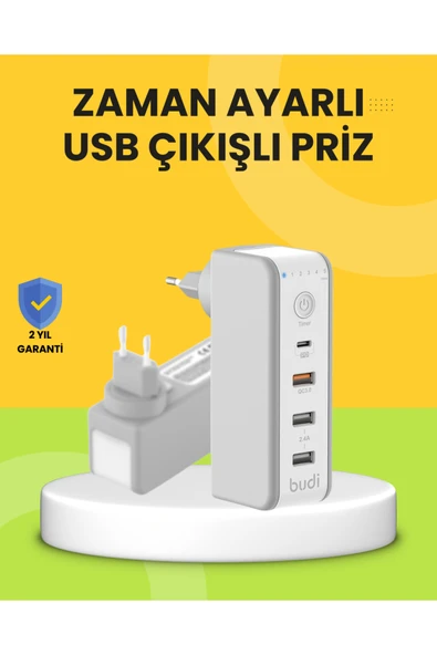 SAYARMARKT Hızlı Şarj Destekli Zaman Ayarlı USB Şarj Adaptörü ürün görseli 1