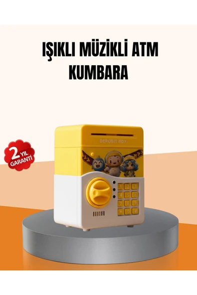 SAYARMARKT ATM Tasarımlı Sarı Işıklı Sesli Elektronik Kumbara ürün görseli 1
