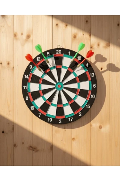 SAYARMARKT 15 İnç Dart Tahtası 4 Metal Uçlu Dart Oku Dayanıklı Ahşap Gövde ürün görseli 1