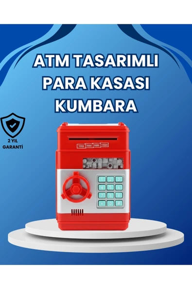 SAYARMARKT Kırmızı ATM Tasarımlı Şifreli Para Kasası Kumbara ürün görseli 1