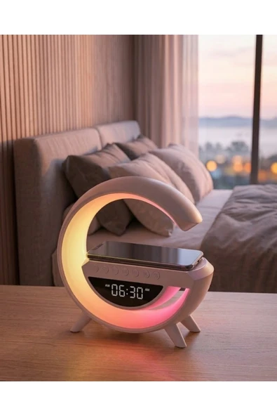SAYARMARKT RGB Gece Lambalı Kablosuz Şarj Cihazlı Bluetooth Hoparlör Dijital Saat ürün görseli 1