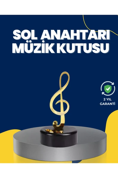 SAYARMARKT Altın Sol Anahtarı Müzik Kutusu Döner Mekanizmalı ürün görseli 1