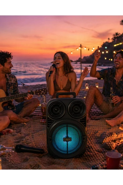 SAYARMARKT Taşınabilir Bluetooth Speaker Mikrofonlu Karaoke Hoparlör RGB Işıklı 6.5 İnç Güçlü Ses ürün görseli 1