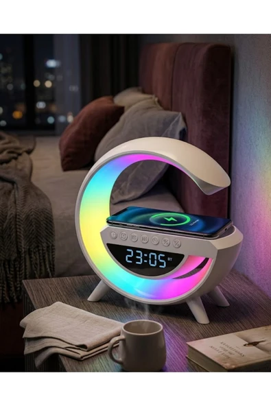 SAYARMARKT RGB Işıklı Kablosuz Şarjlı Bluetooth Hoparlör Saat ve Alarm Özellikli ürün görseli 1