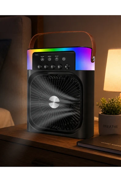 SAYARMARKT USB Şarjlı Masaüstü Sprey Fan Taşınabilir Serinletici RGB Işıklı Mini Klima ürün görseli 1