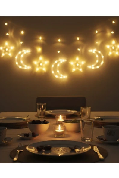 SAYARMARKT Dekoratif Büyük Ay Yıldız Ramazan Led Işık ürün görseli 1