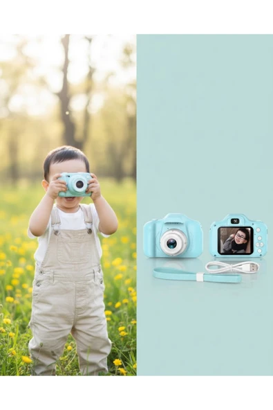 SAYARMARKT Mavi Mini HD Dijital Kamera Video ve Fotoğraf Çekimli Şarjlı Taşınabilir Kayıt Cihazı ürün görseli 1