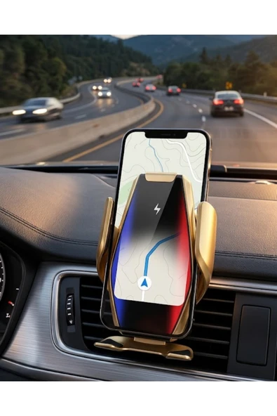SAYARMARKT Kablosuz Şarjlı Araç Telefon Tutucu Sensörlü Otomatik Kilit 360 Derece Döner ürün görseli 1