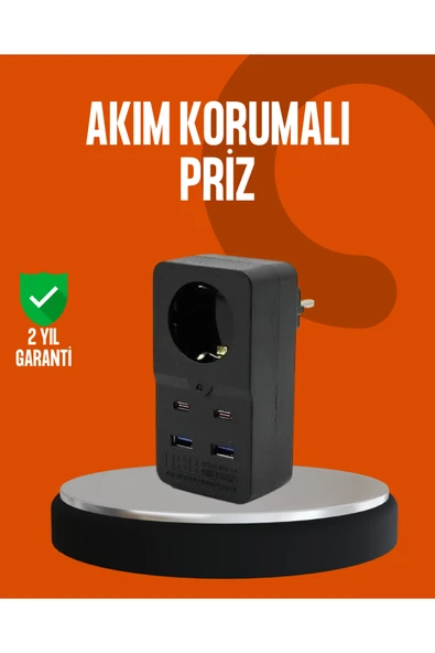 SAYARMARKT Akım Korumalı Priz 4 USB Type C Destekli Yüksek Isı Dayanımlı ürün görseli 1