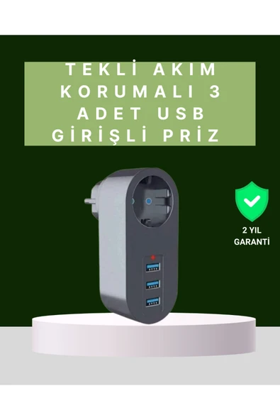 SAYARMARKT Termal Akım Korumalı 3 USB'li Güvenli Priz – Akıllı Akım Dengeleme ürün görseli 1