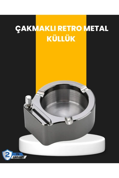 SAYARMARKT Yuvarlak Çakmaklı Küllük Dayanıklı Metal Yapı ürün görseli 1