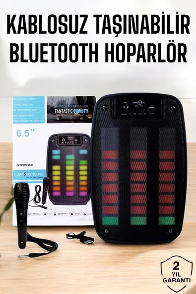 SAYARMARKT Kablosuz Bluetooth Hoparlör Taşınabilir 6.5 inç LED Işık Kareoke ürün görseli 1