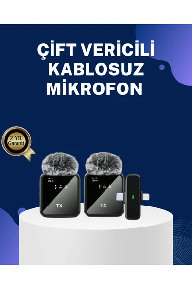 SAYARMARKT 2in1 Kablosuz Yaka Mikrofonu iOS ve Android Uyumlu ürün görseli 1