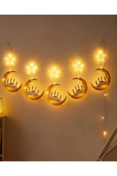 SAYARMARKT Ev İçi Ramazan Led Aydınlatma Saçağı 3 Metre Şık Tasarım ürün görseli 1