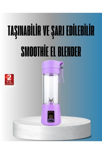 SAYARMARKT Şarjlı 380ml Portatif Smoothie Blender USB Mini Shake Yapıcı ürün görseli 1