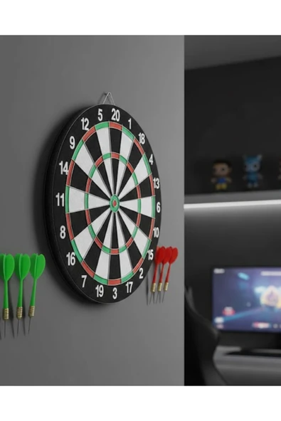 SAYARMARKT Kaliteli Ahşap Dart Tahtası 12 İnç 4 Dart Ok Seti ürün görseli 1