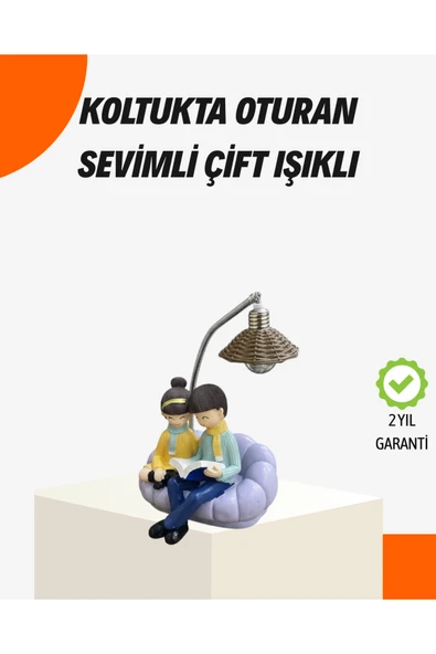 SAYARMARKT Sevgiliye Özel Çift Figürlü LED Masa Lambası Okuyan Çift Tasarım ürün görseli 1