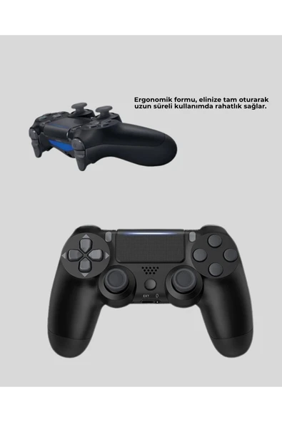 SAYARMARKT Bluetooth Kablosuz PS4 Gamepad Çift Motorlu Siyah Controller - Resim 4