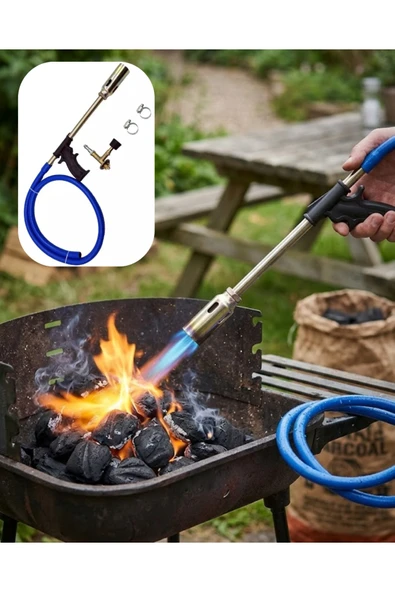 SAYARMARKT LPG Pürmüz Alev Tabancası Hortumlu Ayarlanabilir Gazlı Alev Yakıcı Kamp ve Mangal Başlatıcı ürün görseli 1
