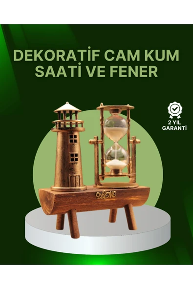 SAYARMARKT Deniz Feneri Tasarımlı Ahşap Kum Saati – Retro Masa Aksesuarı ürün görseli 1