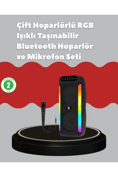 SAYARMARKT Çift 4 inç Hoparlörlü RGB Işıklı Bluetooth Ses Sistemi ürün görseli 1