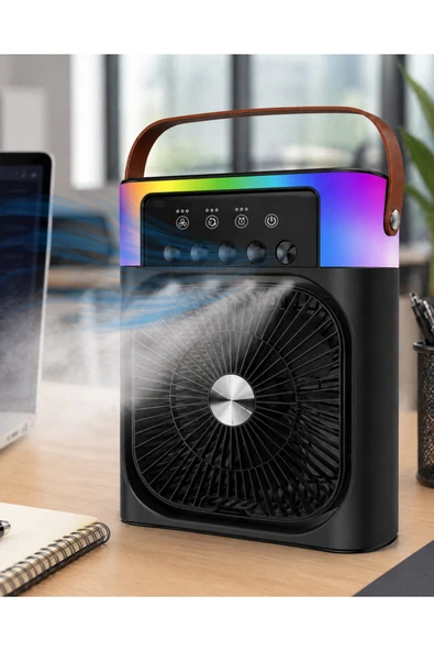 SAYARMARKT Mini Klima Fan Buharlı Soğutucu RGB Led Işıklı Taşınabilir Masaüstü Fan ürün görseli 1