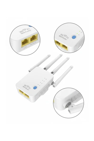 SAYARMARKT Yüksek Performanslı 4 Antenli WiFi Repeater - Hızlı ve Kesintisiz İnternet ürün görseli 1