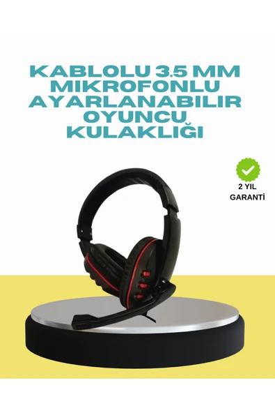 SAYARMARKT Kırmızı Işıklı Oyun Kulaklığı Kablolu Mikrofonlu Profesyonel ürün görseli 1