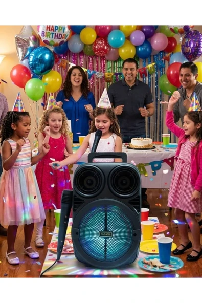 SAYARMARKT Kablosuz Karaoke Hoparlör Mikrofonlu RGB Işıklı Bluetooth Speaker USB TF Kart Destekli ürün görseli 1