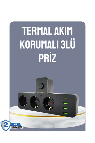 SAYARMARKT Anahtarlı Çoklu Priz 3 USB 1 Type-C Hızlı Şarj Destekli ürün görseli 1