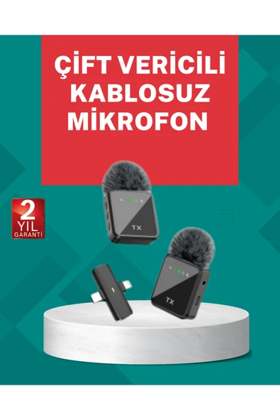 SAYARMARKT Profesyonel Ses Kayıtları İçin 2’li Kablosuz Yaka Mikrofon Seti ürün görseli 1