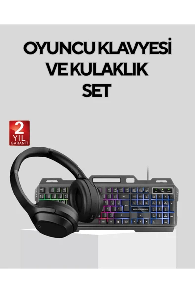 SAYARMARKT Gaming Set Işıklı Klavye Mouse + Bluetooth 5.2 Kulaklık Oyuncu Paketi ürün görseli 1