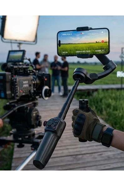 SAYARMARKT Profesyonel Telefon Video Sabitleyici Gimbal Stabilizer Vlog Aparatı ürün görseli 1