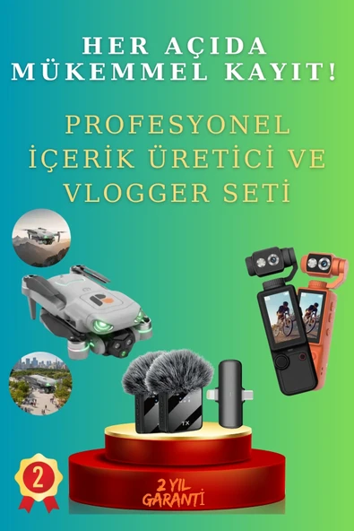SAYARMARKT Premium Vlogger Yayıncı Seti - 4K Kamera & Drone & 2'li Mikrofon Takımı ürün görseli 1